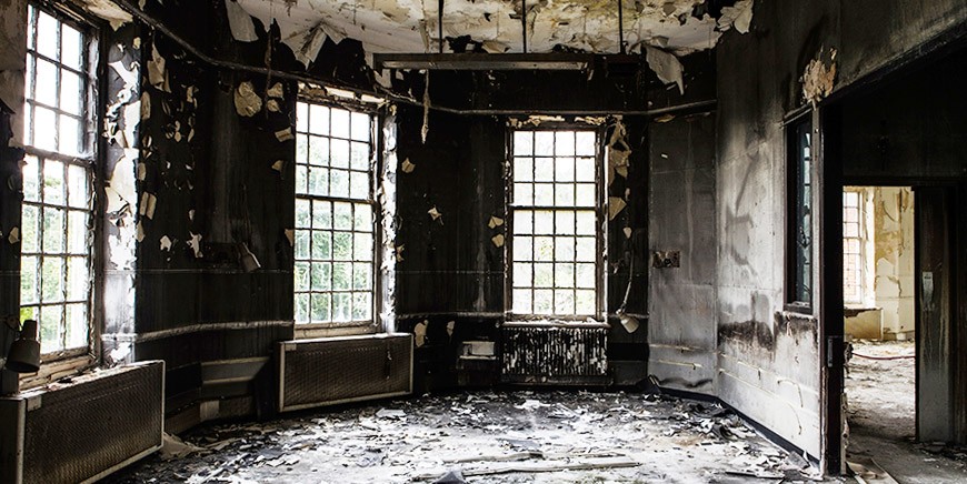 Room damaged by fire
