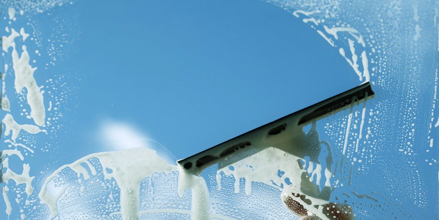 Window cleaning at a commercial building