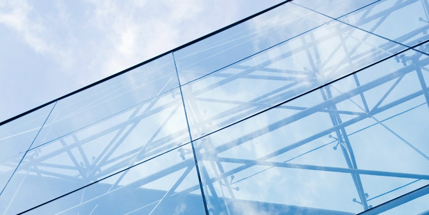 Clean glass roof of a commercial building